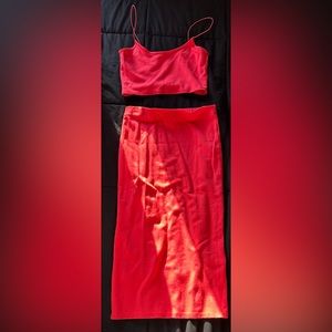 Pink two piece skirt set